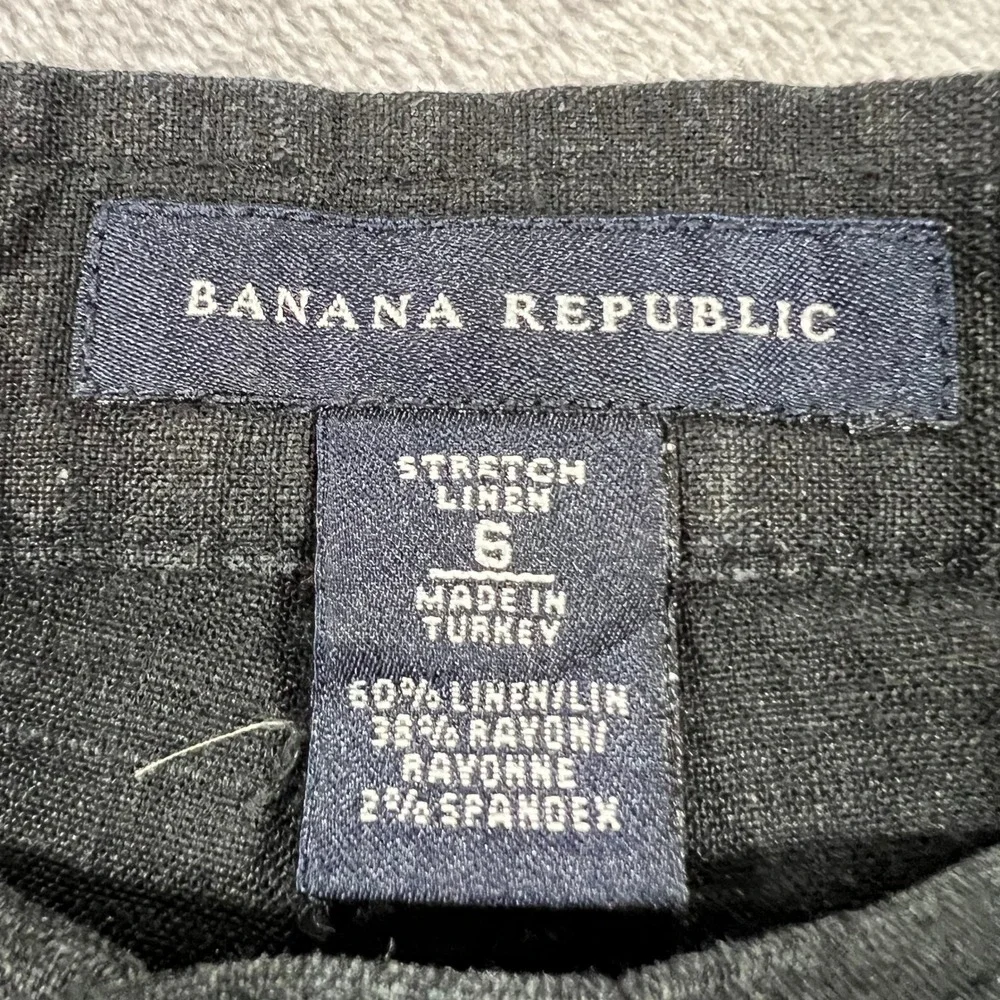 BANANA REPUBLIC Cargo Pants Womens 6 Black Soft Stretch Linen Vintage Y2K 2000s